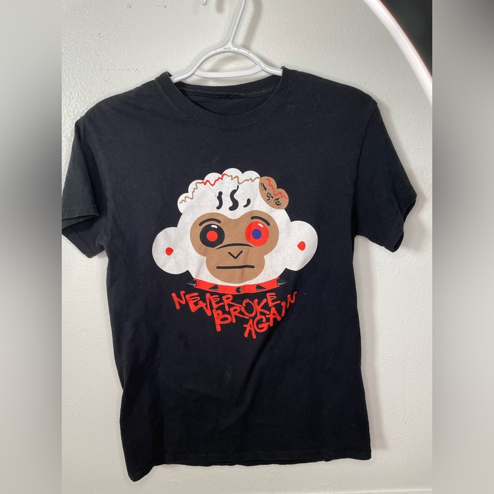 Never broke again punk monkey head black T-shirt